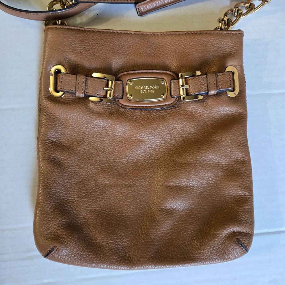 Michael Kors Luggage Pebbled Leather Buckle Crossbody Bag Y2K 10"